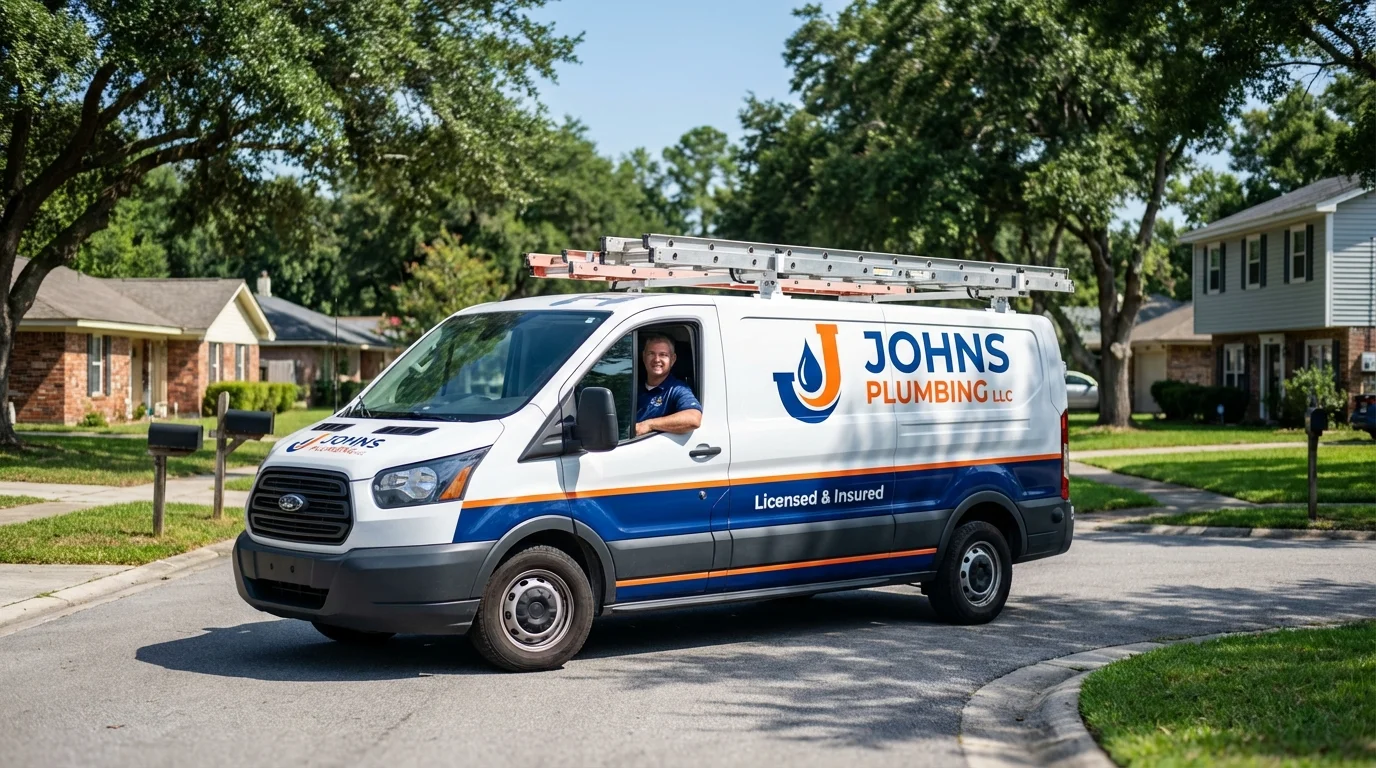 Johns Plumbing LLC service van in Saratoga Springs, UT