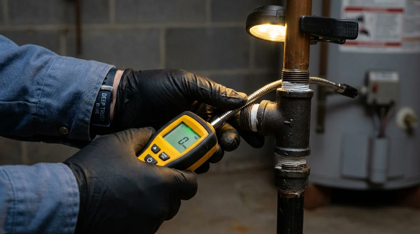 Gas leak detection with electronic sniffer by Johns Plumbing LLC in Saratoga Springs