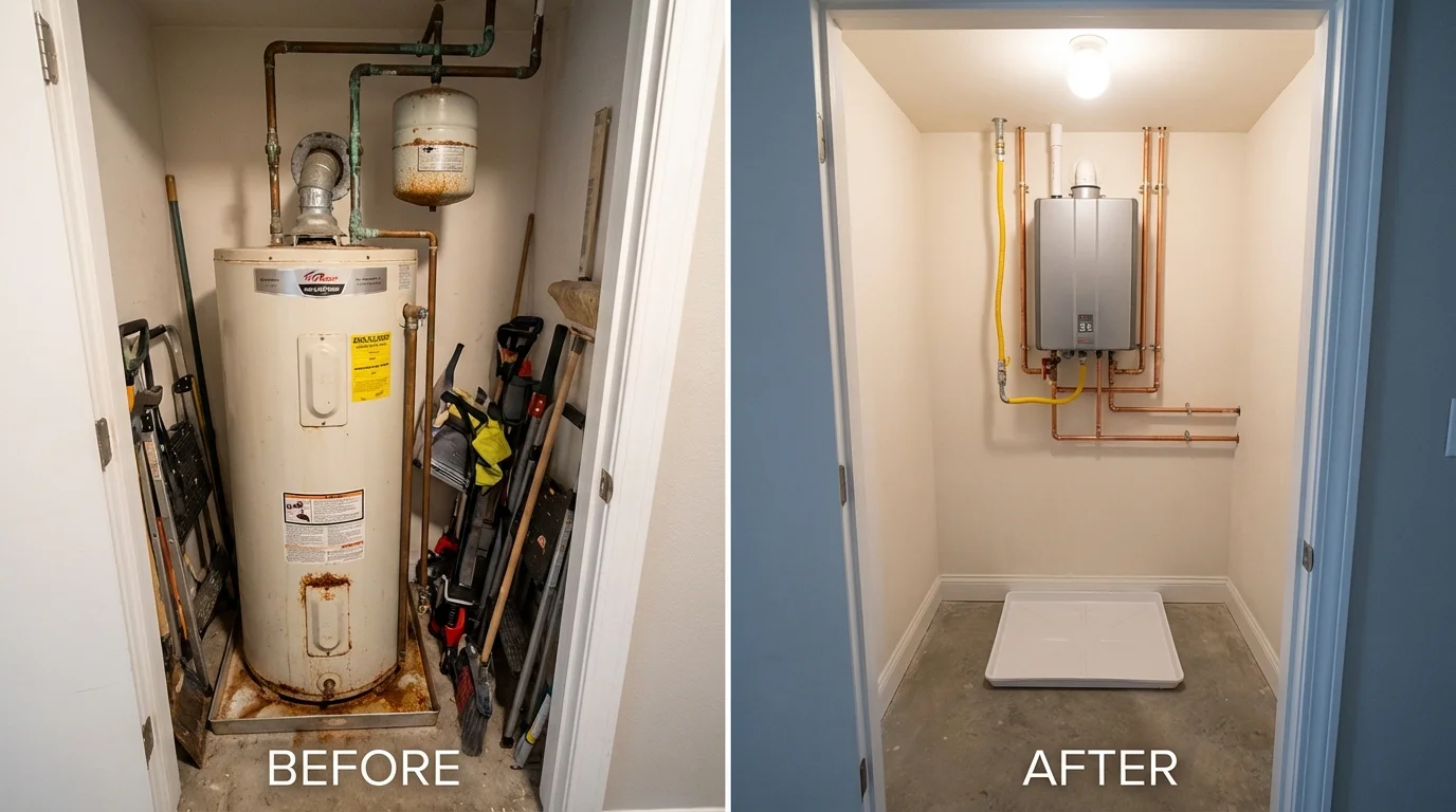 Tank water heater versus wall-mounted tankless unit comparison for Saratoga Springs, UT homeowners