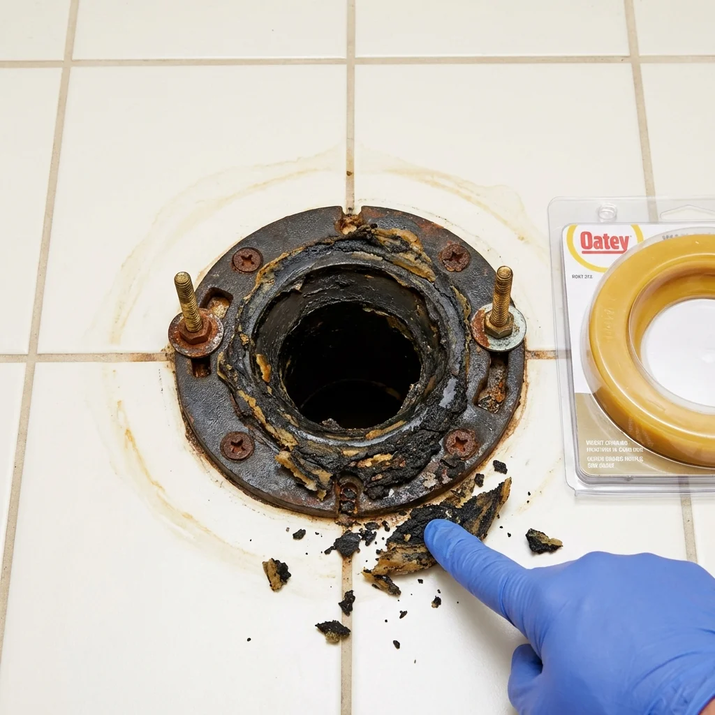 Failed wax ring showing water seepage at the base of a toilet in a Saratoga Springs, UT home
