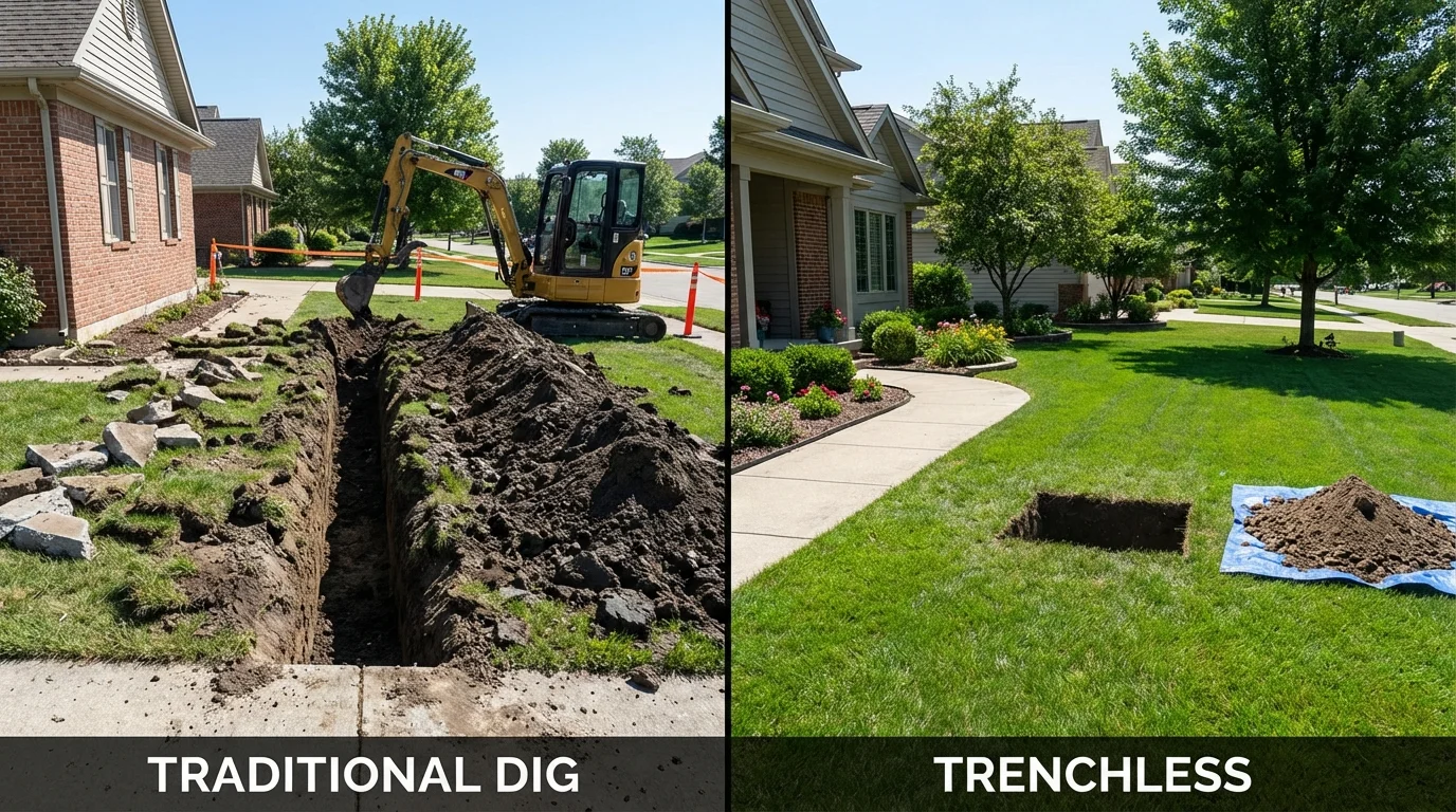 Trenchless sewer repair with minimal yard damage versus traditional excavation in Saratoga Springs, UT